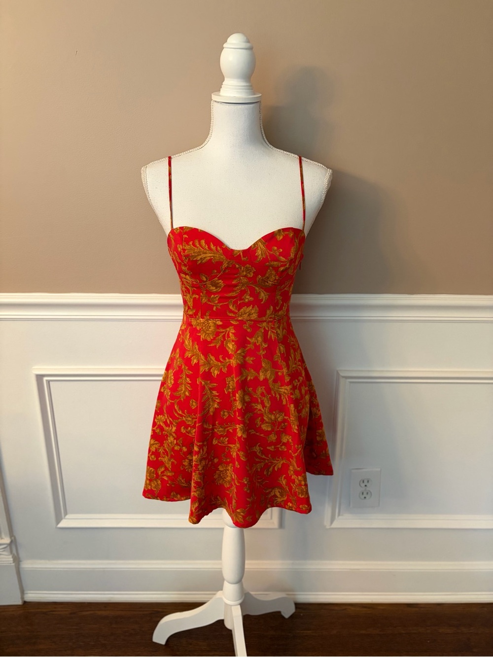 Urban Outfitters Red and Mustard Smocked Top